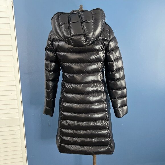 Moncler Moka Long Down Water Resistant Hooded Parka Coat Black Womens Size 0 - Picture 5 of 13